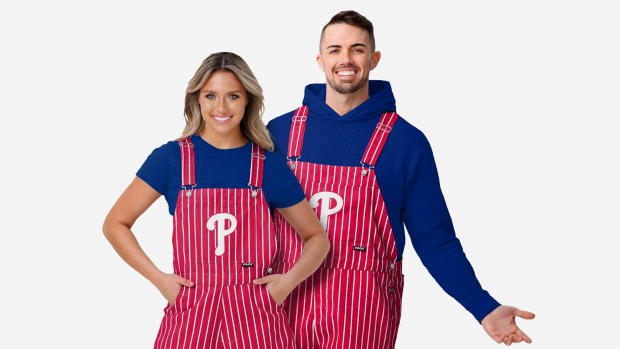 Philadelphia Phillies Mens Pinstripe Bib Shortalls